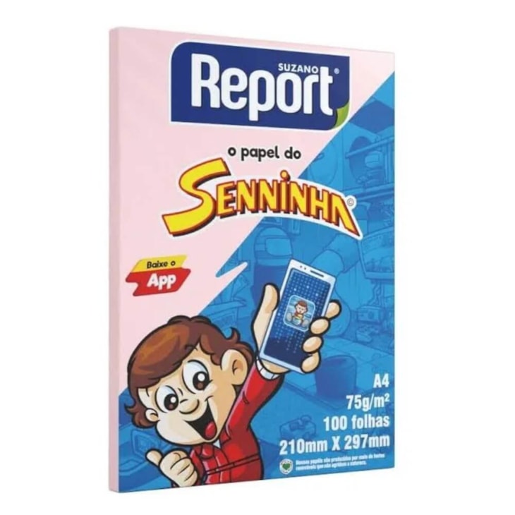 Papel Sulfite Report Senninha A4 75g/m² Cor Rosa 100fls