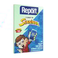 Papel Sulfite Report Senninha A4 75g/m² Cor Verde 100fls