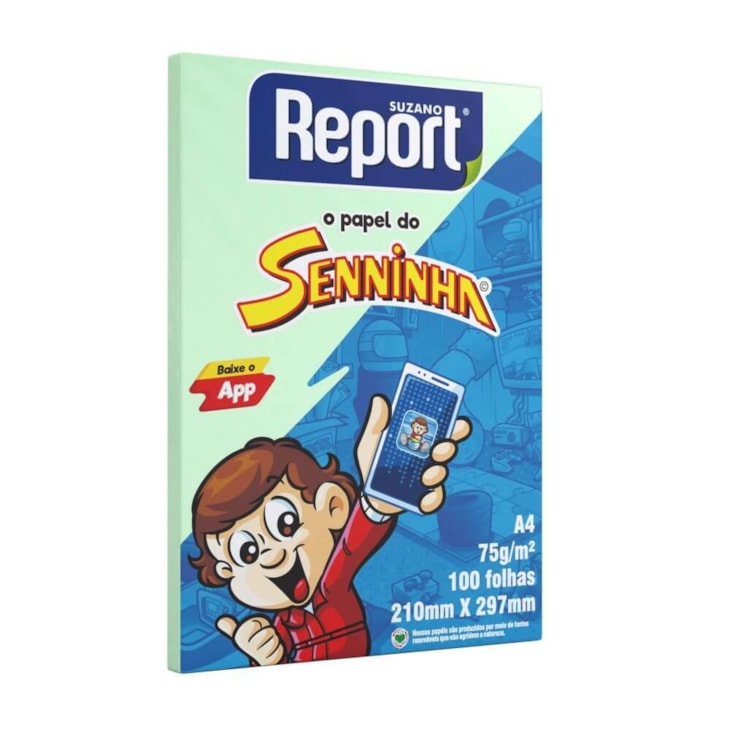 Papel Sulfite Report Senninha A4 75g/m² Verde 100 fls