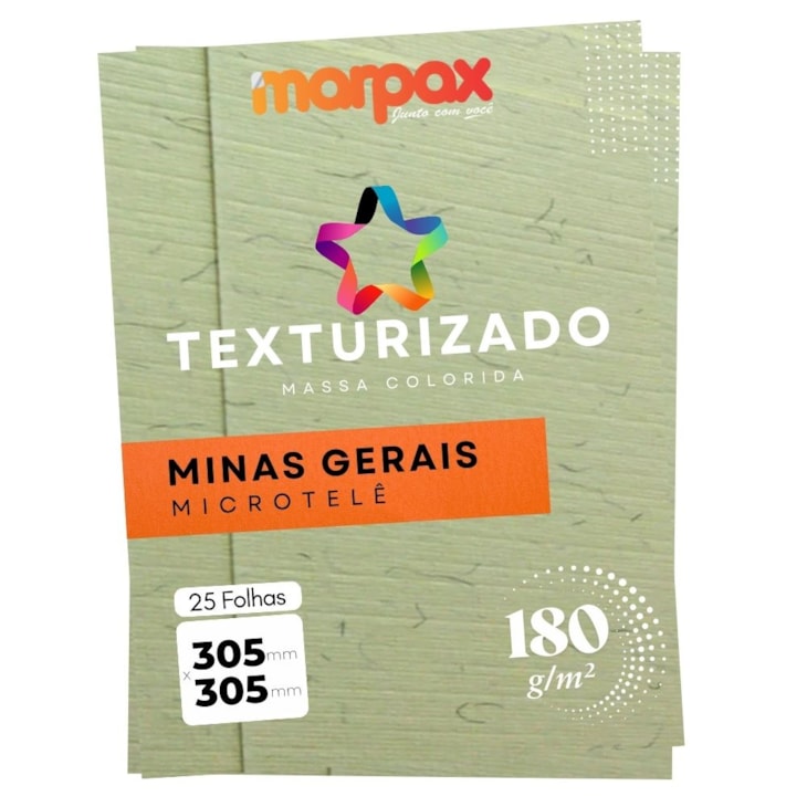 Papel Texturizado 180g 305x305 Minas Gerais Microcotelê 25fl