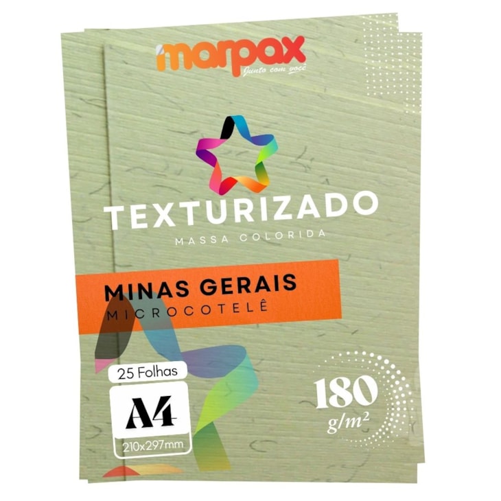 Papel Texturizado 180g A4 210x297mm Minas Gerais Microcotelê Marpax 25fls