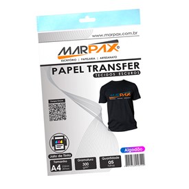Papel Transfer Jato de tinta A4 Tecidos Escuros 300g/m² Marpax 05 Fls