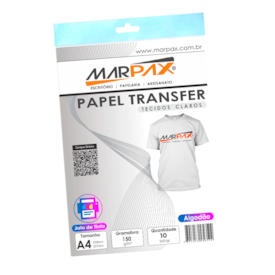 Papel Transfer Jato Tinta A4 Tecido Claro 150g Marpax 10fls