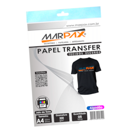 Papel Transfer Jato Tinta A4 Tecido Escuro 300g Marpax 05fls