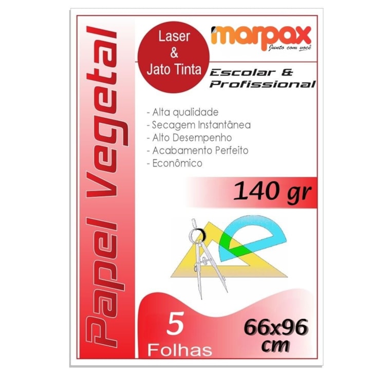 Papel Vegetal 140g 66X96cm Translúcido Artesanato com 5fls
