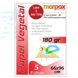 Papel Vegetal 180g 66X96cm Translúcido Artesanato com 5fls