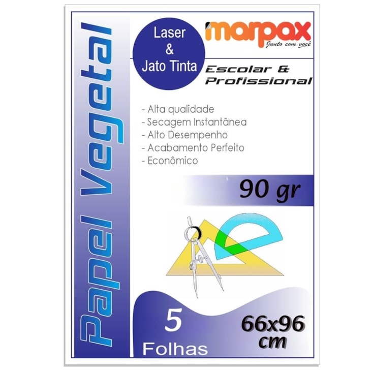 Papel Vegetal 90g 66x96cm Translúcido Artesanato Marpax 5fls