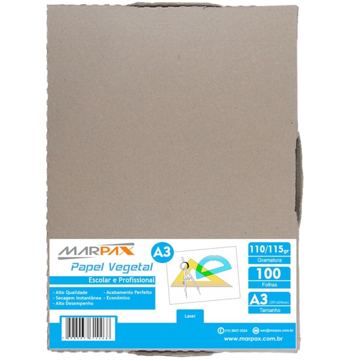 Papel Vegetal A3 297X420mm 110/115 g/m² Translúcido 100fls