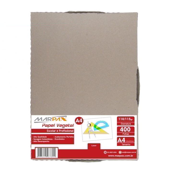 Papel Vegetal A4 210x297mm 110/115 g/m² Translúcido 400Fls