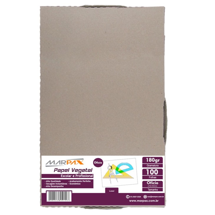 Papel Vegetal Ofício 216x355mm 180g/m² Translúcido 100fls
