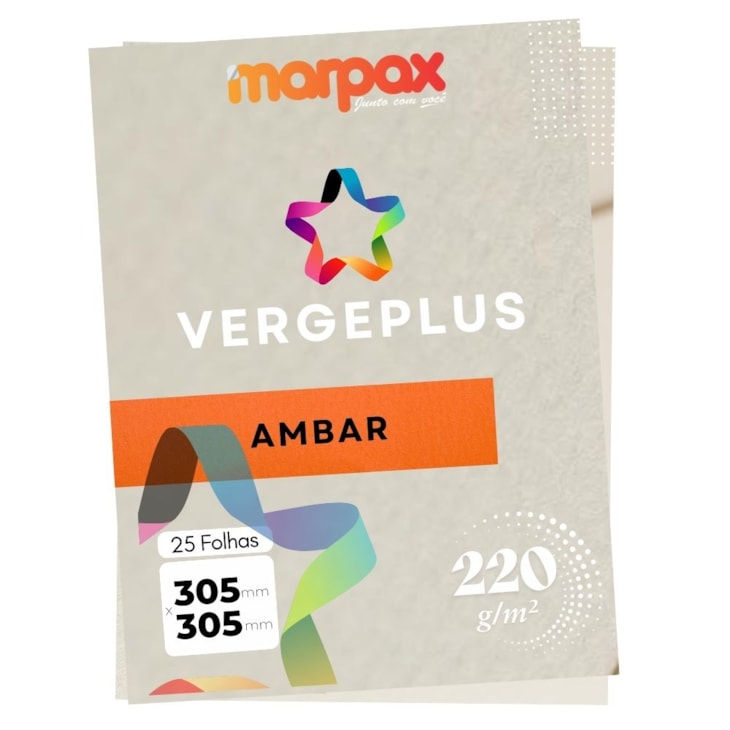 Papel Vergê Plus 220g 305X305mm Ambar Marpax Pacote25fls