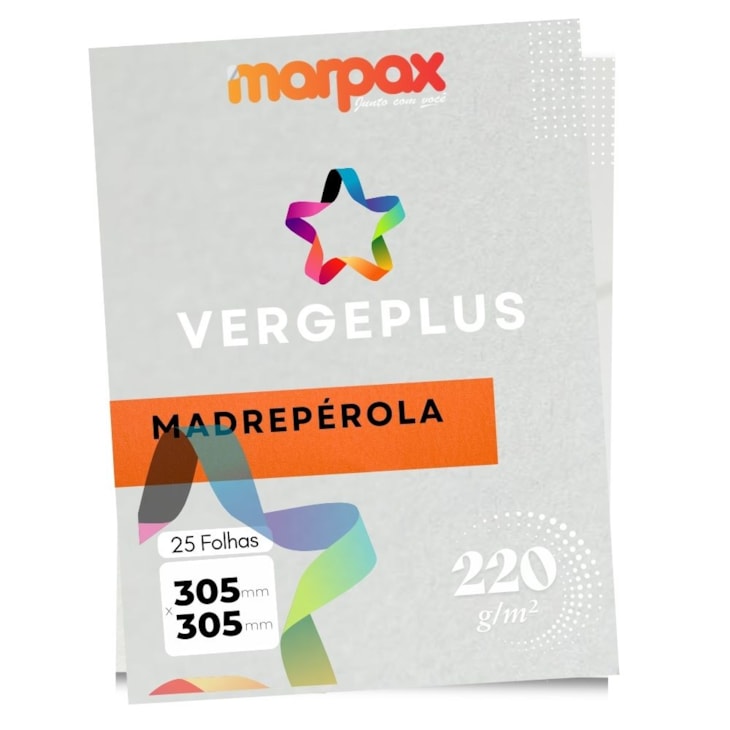 Papel Vergê Plus 220g 305x305mm Madrepérola Marpax 25fls
