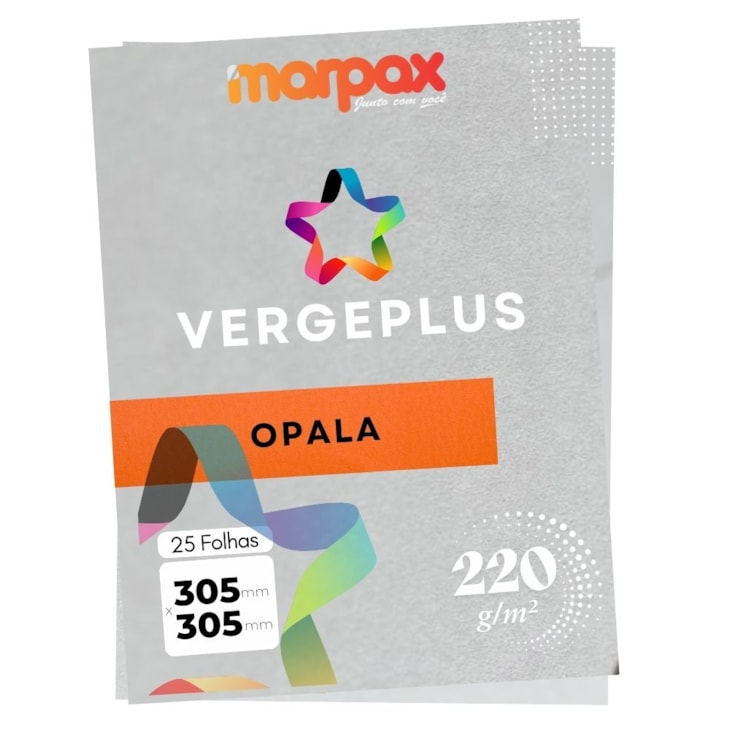 Papel Vergê Plus 220g 305X305mm Opala Marpax Pacote 25fls