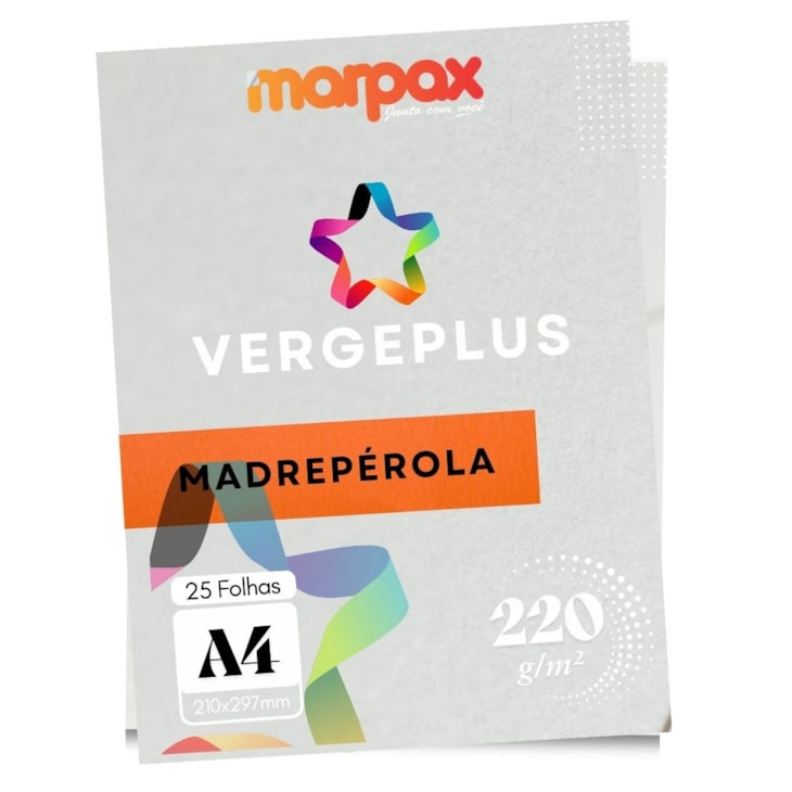 Papel Vergê Plus 220g A4 210x297mm Madrepérola Marpax 25fls