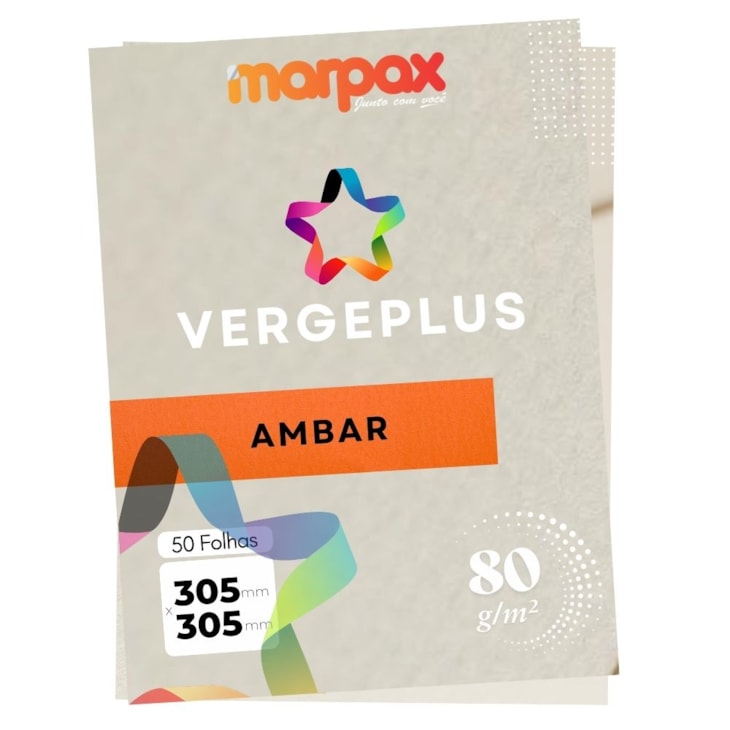 Papel Vergê Plus 80g 305X305mm Ambar Marpax Pacote 50fls