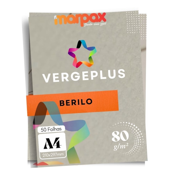 Papel Vergê Plus 80g A4 210x297mm Berilo Marpax com 50fls