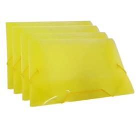 Pasta Plástica Escolar Amarelo Ofício Fina PP ACP com 10un