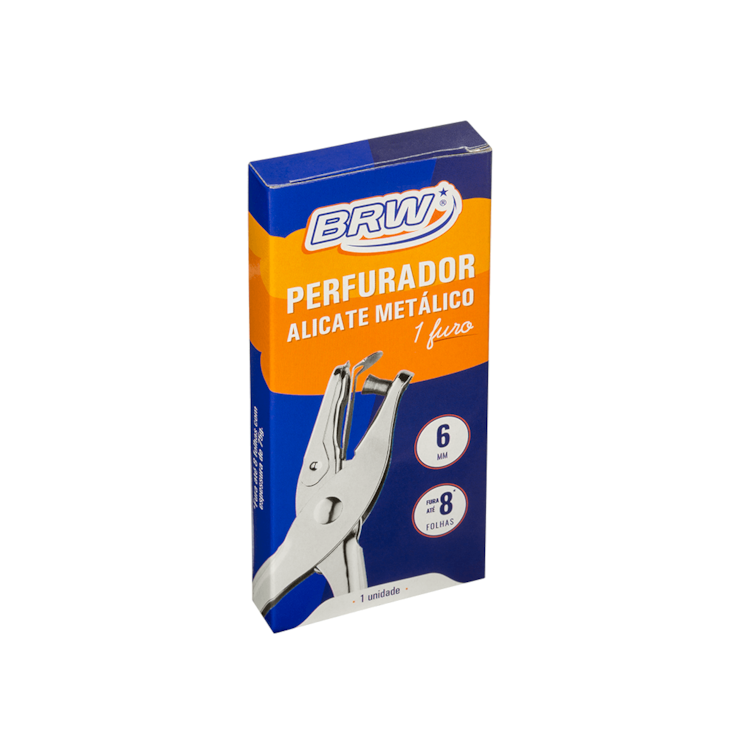 Perfurador de Papel Eva Cartão Alicate 1 Furo 6mm Metal BRW