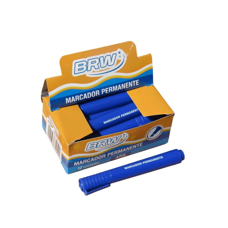 Pincel Atômico Permanente Azul ponta chanfrada BRW 12un