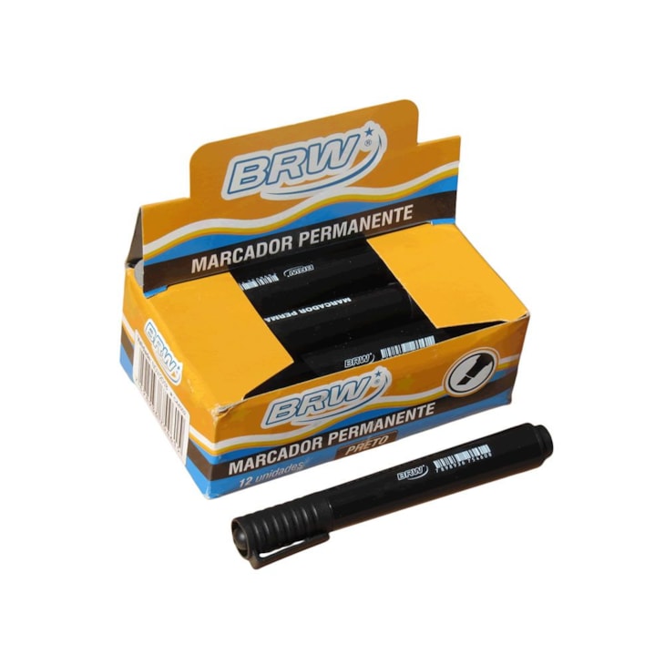 Pincel Atômico Permanente Preto ponta chanfrada BRW 12un