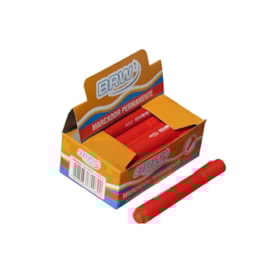 Pincel Atômico Permanente Vermelho Ponta Chanfrada BRW 12un