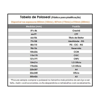 Plastico para Plastificação - Polaseal A4 220x307x0,07mm 100fls - Mares