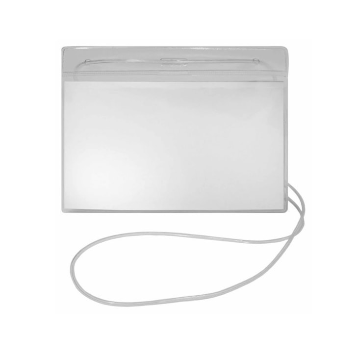 Porta Crachá PVC Cordão Silicone horizontal 12x8cm ACP 100un