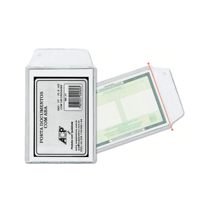 Porta Documento em Pvc RG e Título 75X105mm ACP com 100un