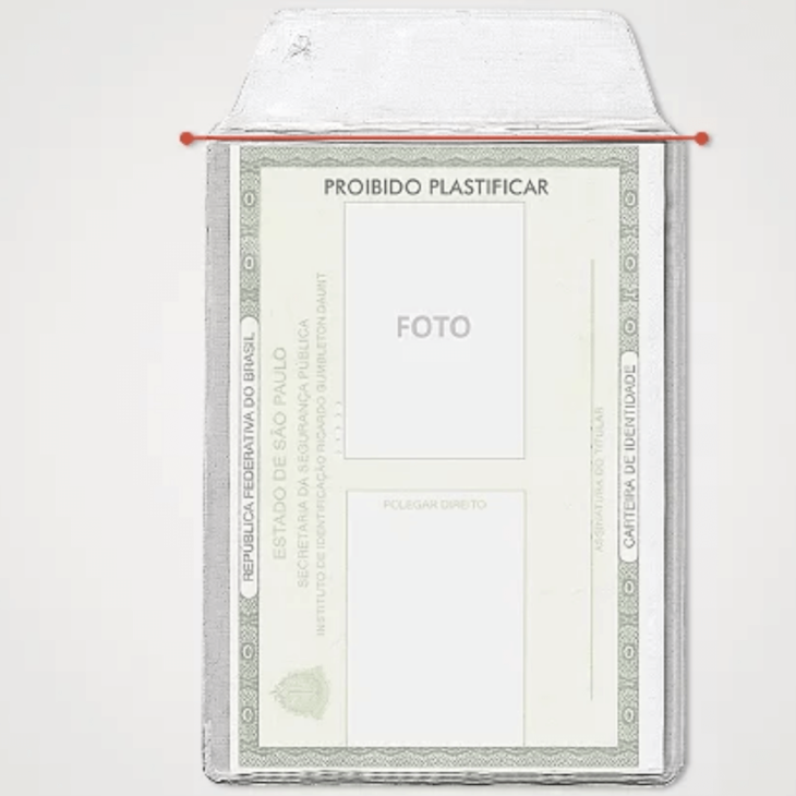 PORTA DOCUMENTOS PVC PARA RG E TÍTULO 75X105 MM ACP 50UN
