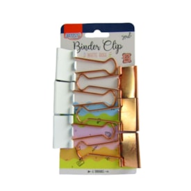 Prendedor de Papel Binder 25mm Branco e Rose Gold BRW 6un