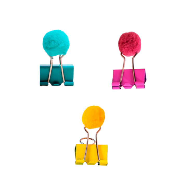 Prendedor de Papel Binder Clip 25mm Pompom BRW 4un