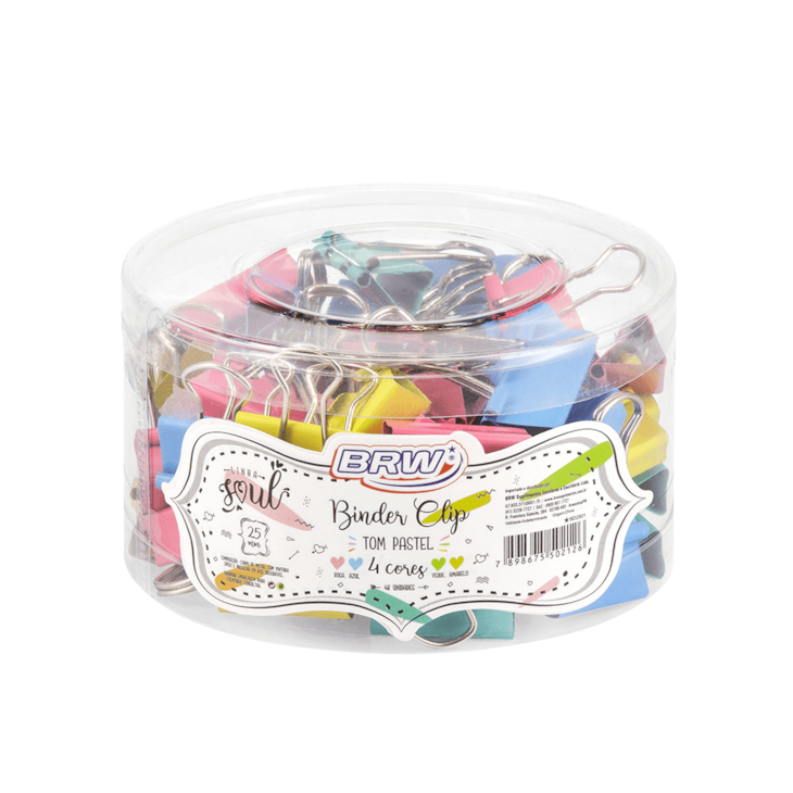 Prendedor de papel Binder Clip 25mm Tom Pastel BRW 48un