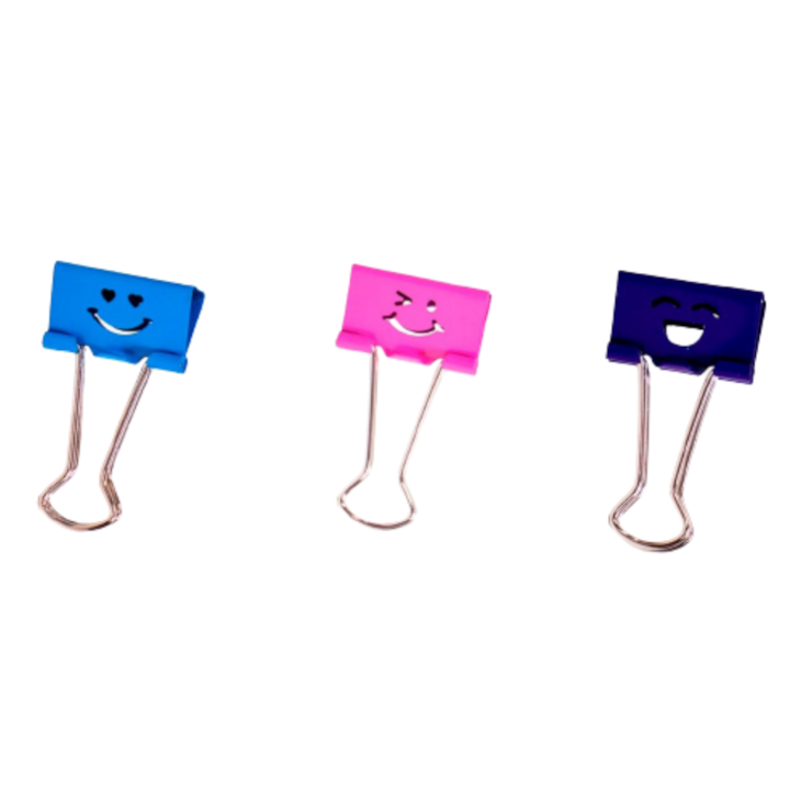 Prendedor de Papel Binder Clip BRW 25mm Emoji Neon 6 unidades