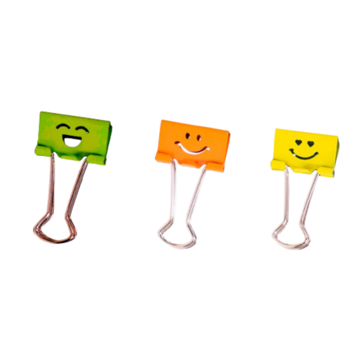 Prendedor de Papel Binder Clip BRW 25mm Emoji Neon 6 unidades