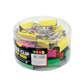 Prendedor de Papel Binder Clip Metal 32mm Neon BRW com 24Un