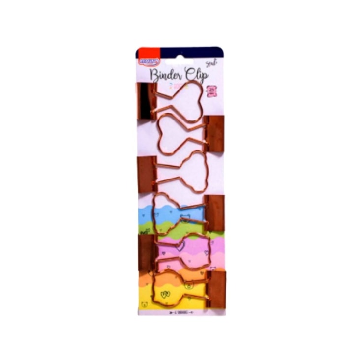 Prendedor de Papel Binder Clip Rose Gold Formatos 25mm BRW 6un
