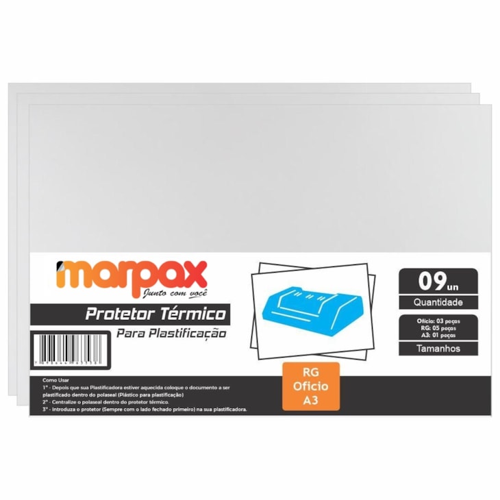 Protetor Térmico para Plastificação RG Ofício e A3 com 9Un