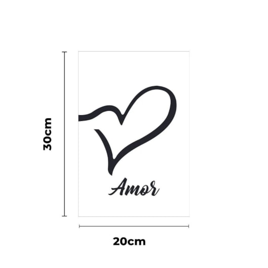 Quadro Decorativo Amor Fundo Branco 30X20 Mdf Madeira Adesivado Marpax