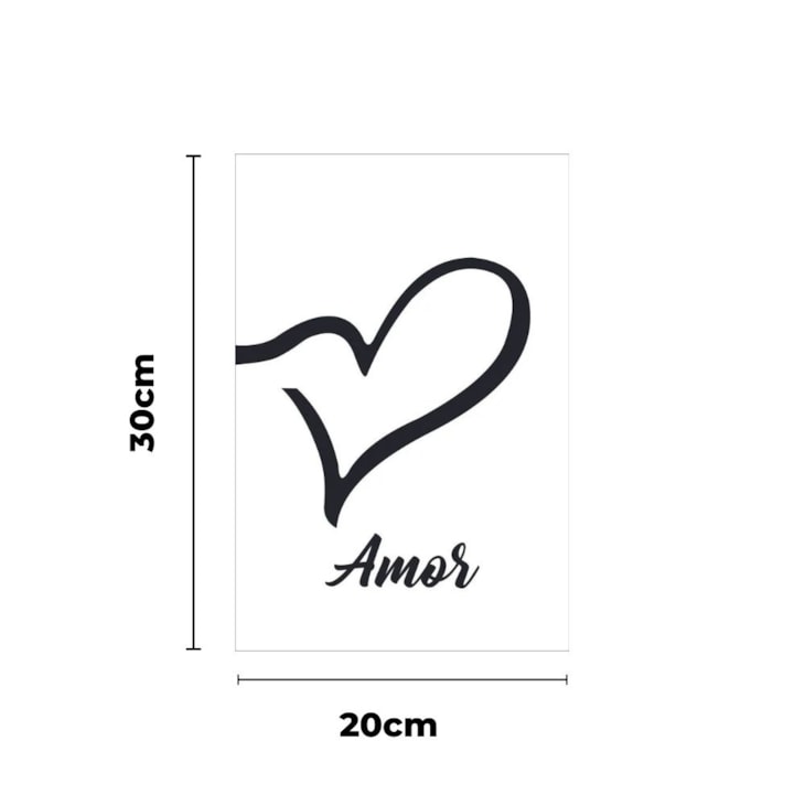 Quadro Decorativo Amor Fundo Branco 30X20 MDF Madeira Marpax