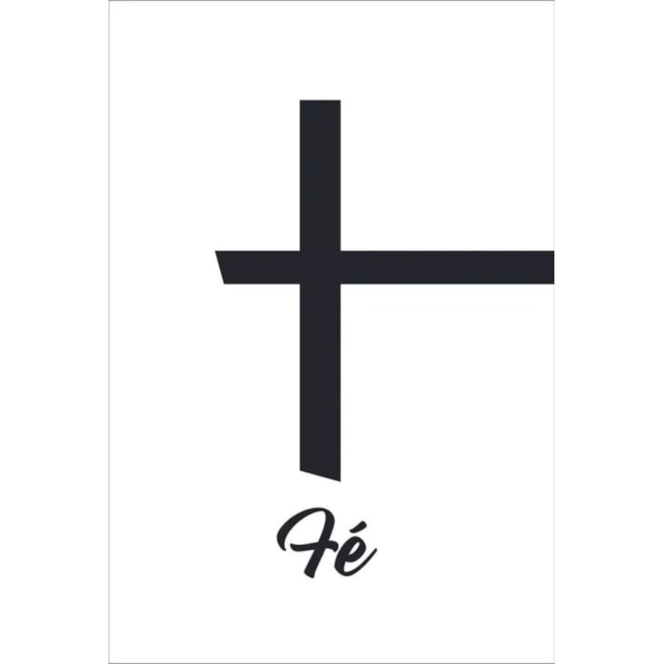 Quadro Decorativo Fe Fundo Branco 30X20 MDF Adesivado Marpax