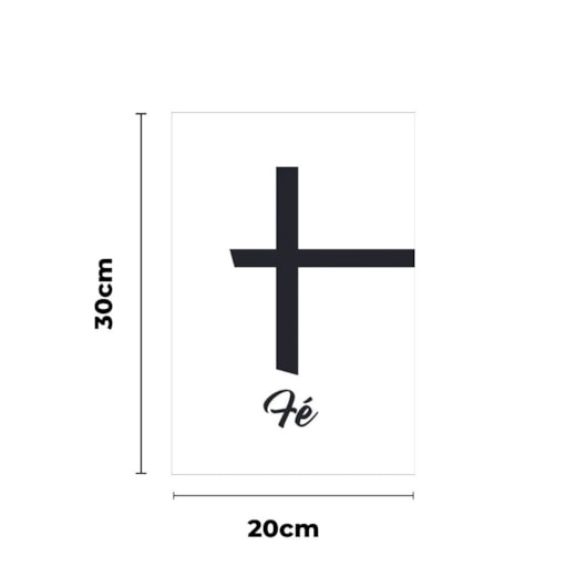 Quadro Decorativo Fe Fundo Branco 30X20 Mdf Madeira Adesivado Marpax