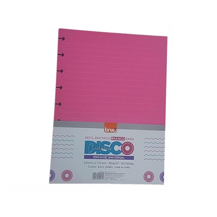 Refil Caderno de Disco Colorido 90g 232x173mm  BRW 40fls