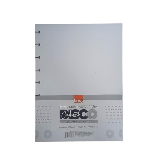 Refil Caderno de Disco Grande Liso 90g 275x200mm  BRW 40fls