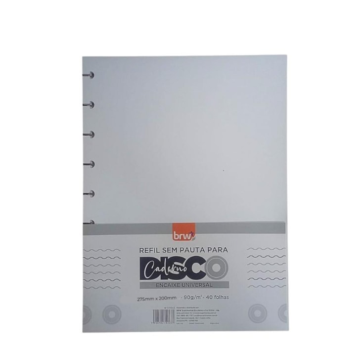 Refil Caderno de Disco Grande Liso 90g 275x200mm  BRW 40fls