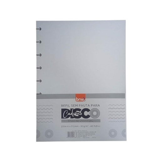 Refil Caderno de Disco  Liso 90g 231x172mm  BRW 40fls