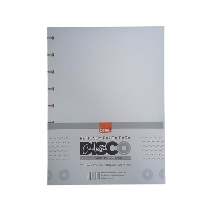 Refil Caderno de Disco  Liso 90g 231x172mm  BRW 40fls
