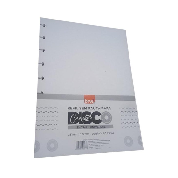 Refil Caderno de Disco  Liso 90g 231X172mm BRW com 40fls