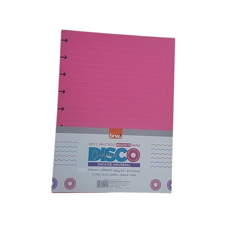 Refil Caderno Disco Grande Colorido 90g 275X200mm BRW 40fls