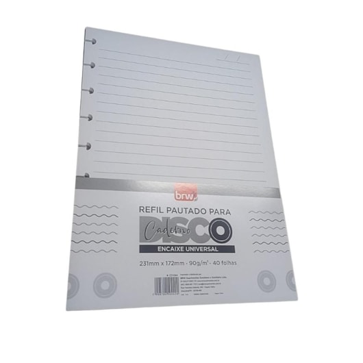 Refil Para Caderno e Planner De Disco Pautado BRW 40fls