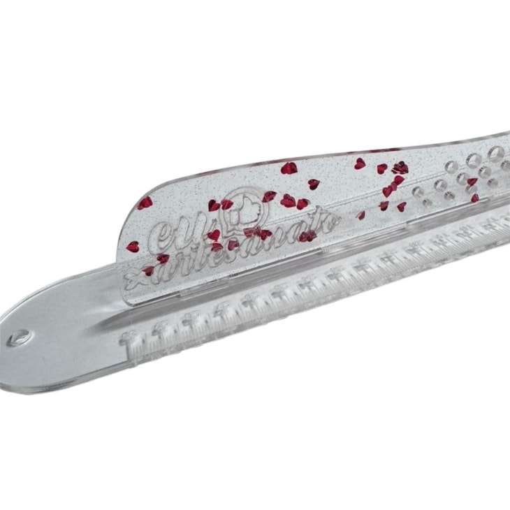 Régua com Proteção 20cm Safecut Acrílico Glitter Coração Marpax